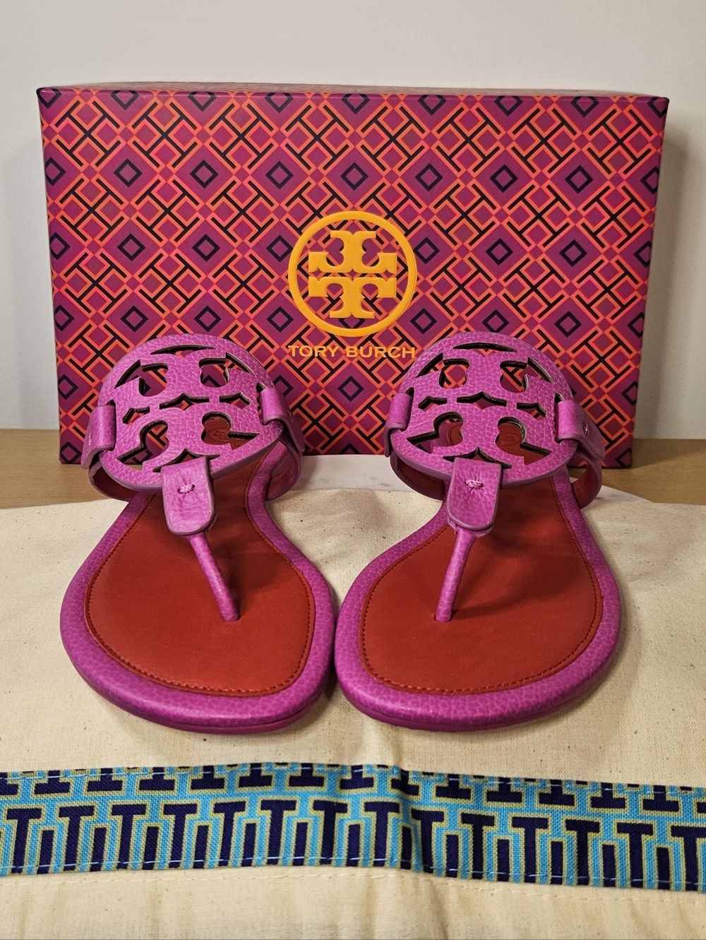 Tory Burch Pink Miller Sandals in RARE Pink/Red 💕